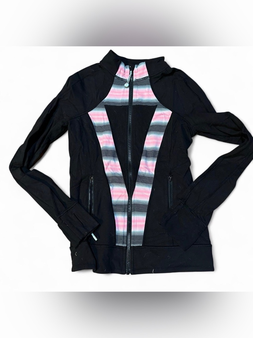 Women’s Black Jacket with Pink Stripe Detail